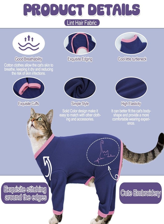 ADNIKIA Cat Pajamas for Cats Only, Sticky Hair Cat Clothes, Sphynx Hairless Cats Sweater, Recovery Suit After Surgery, Prevent Lost Hair Kitten Onesie Shirts Costumes Outfits for Pet - Image 3