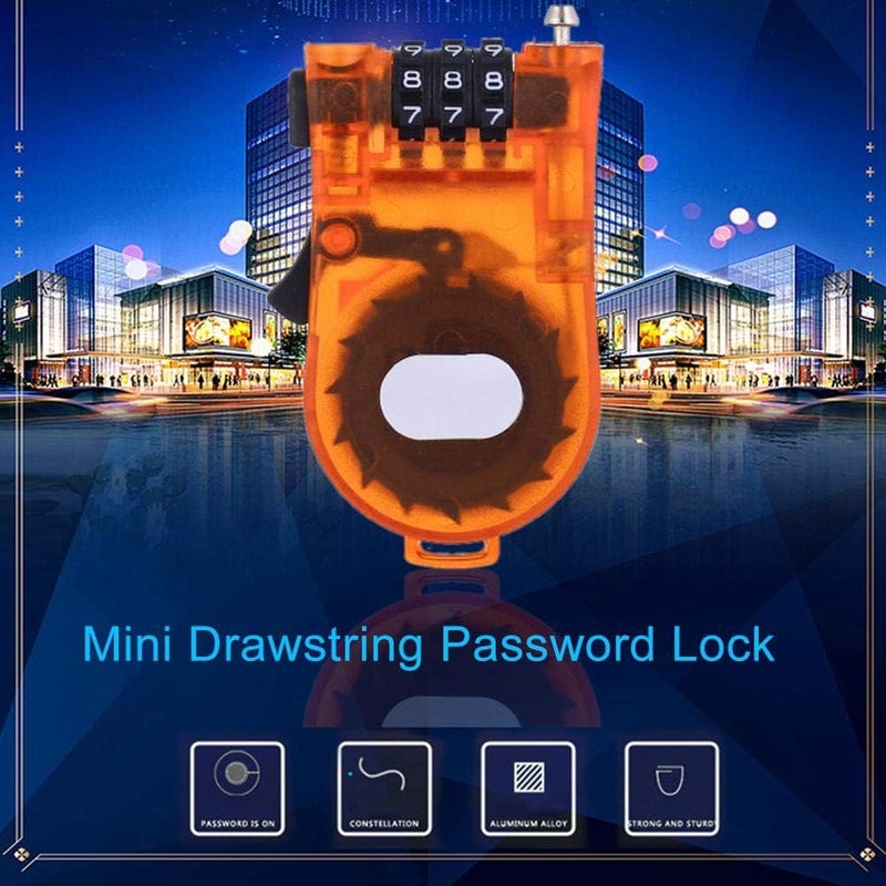 woobles Helmet Lock, Mini Drawstring Password Anti-Theft Lock Waterproof Retractable Motorcycle Helmet Lock for Cabinets Toolboxes - Image 2