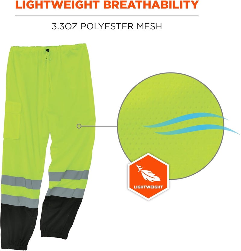Ergodyne Unisex Adult Class Hivis Black Bottom Reflective Safety Pants Lime LargeXLarge US - Image 2