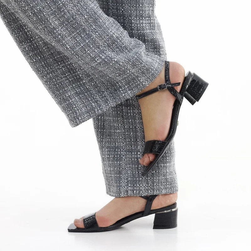 LAMARAPARIS BRISA BLOCK 4.5CM HEEL ONE BAND SANDAL CROCO MATERIAL