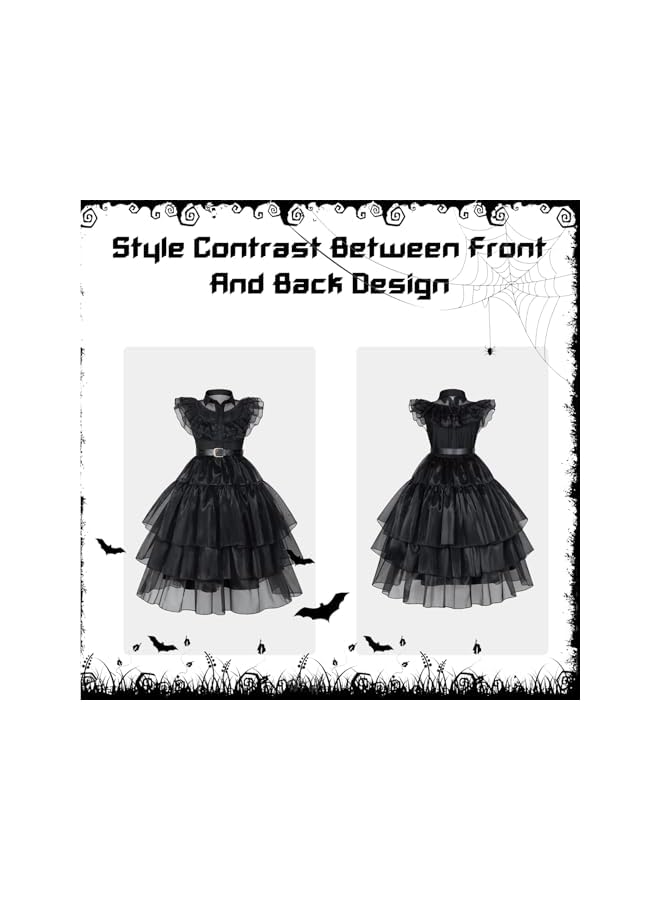 NIBEMINENT Black costume girls dress for Kids Black Dress Costume for Girls Halloween Cosplay Party (3-13 Years) - Image 3