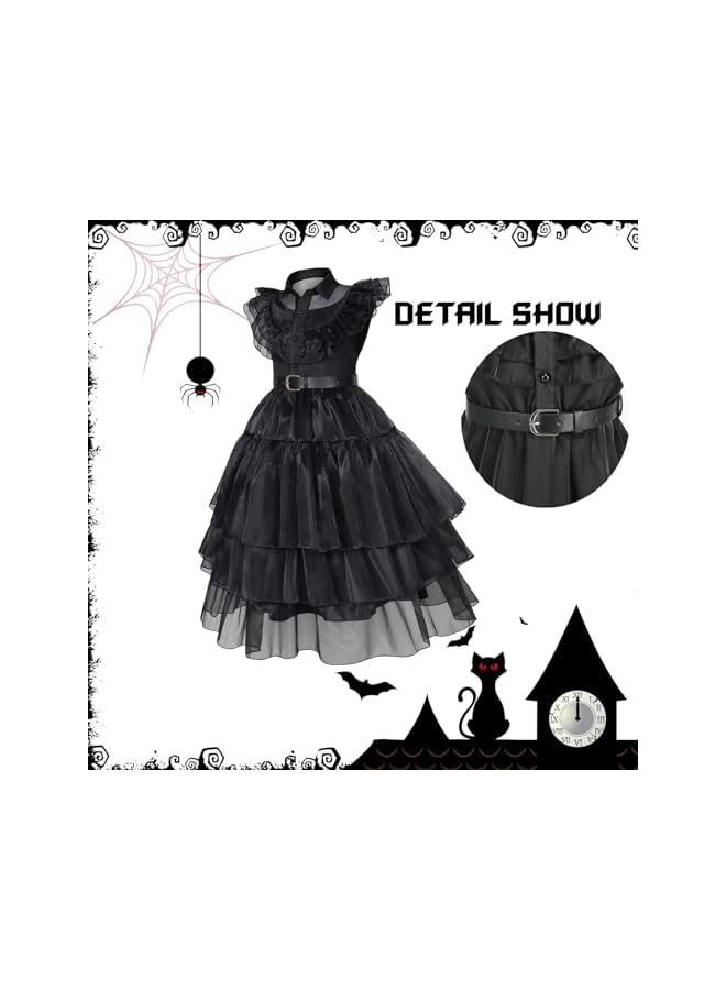 NIBEMINENT Black costume girls dress for Kids Black Dress Costume for Girls Halloween Cosplay Party (3-13 Years) - Image 4