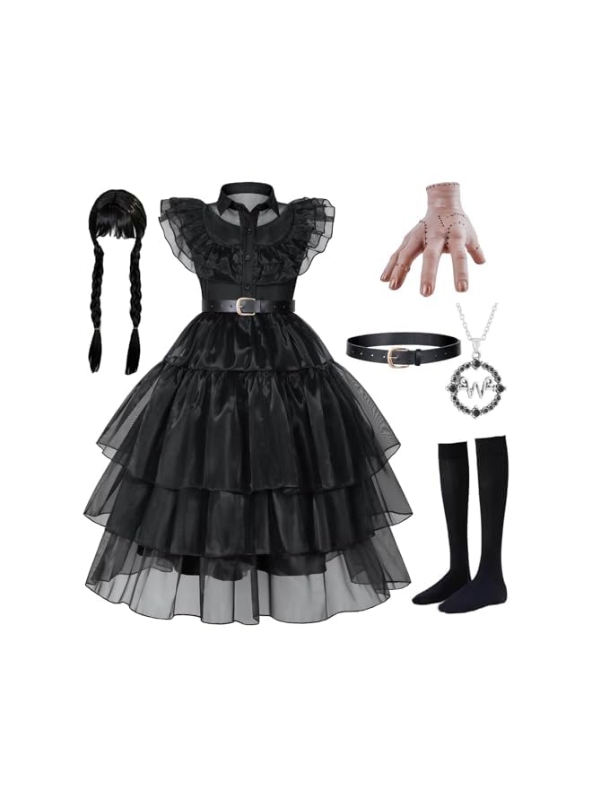 NIBEMINENT Black costume girls dress for Kids Black Dress Costume for Girls Halloween Cosplay Party (3-13 Years) - Image 1