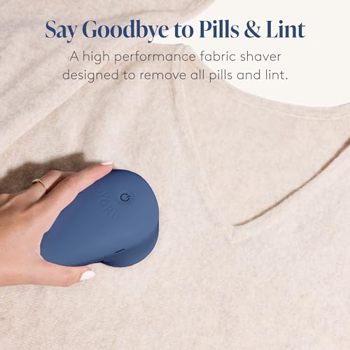 Nori Trim Fabric Shaver - Lint Remover for Clothes & Furniture Couch Pilling - Sweater Pill Remover - Clothes Shaver with 6 Precision Blades - Wireless and Rechargeable - Navy - Image 2