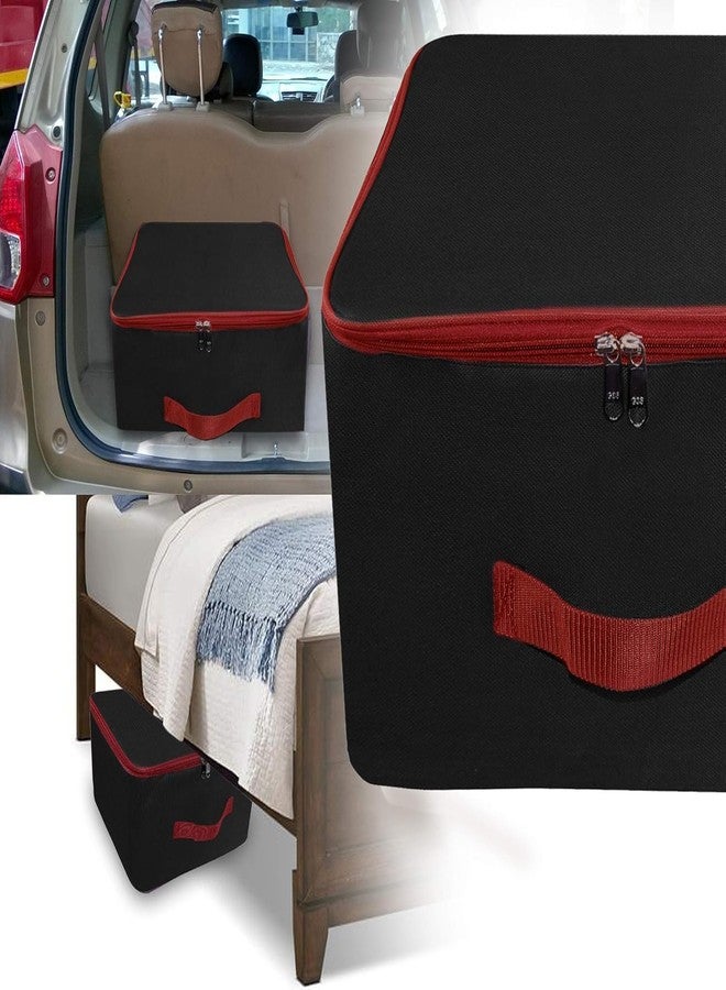 TULMAN Nylon Wardrobe Organizer Storage Bag for Clothes with Zipper Closure & Handle - 34 L - Orange - (15 x 10 x 14 Inch) (Red & Black, 2 Pack) - Image 2