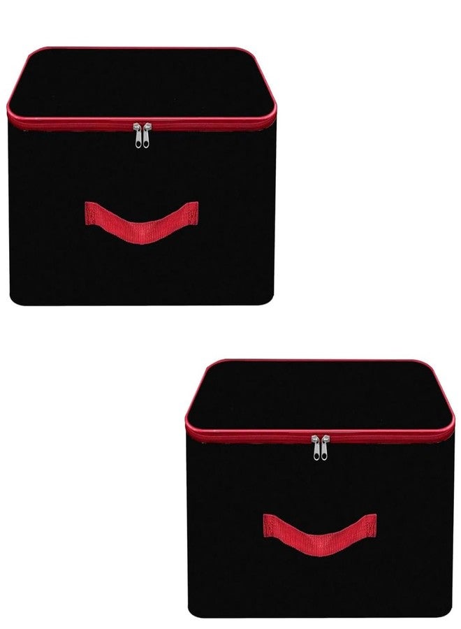 TULMAN Nylon Wardrobe Organizer Storage Bag for Clothes with Zipper Closure & Handle - 34 L - Orange - (15 x 10 x 14 Inch) (Red & Black, 2 Pack) - Image 1
