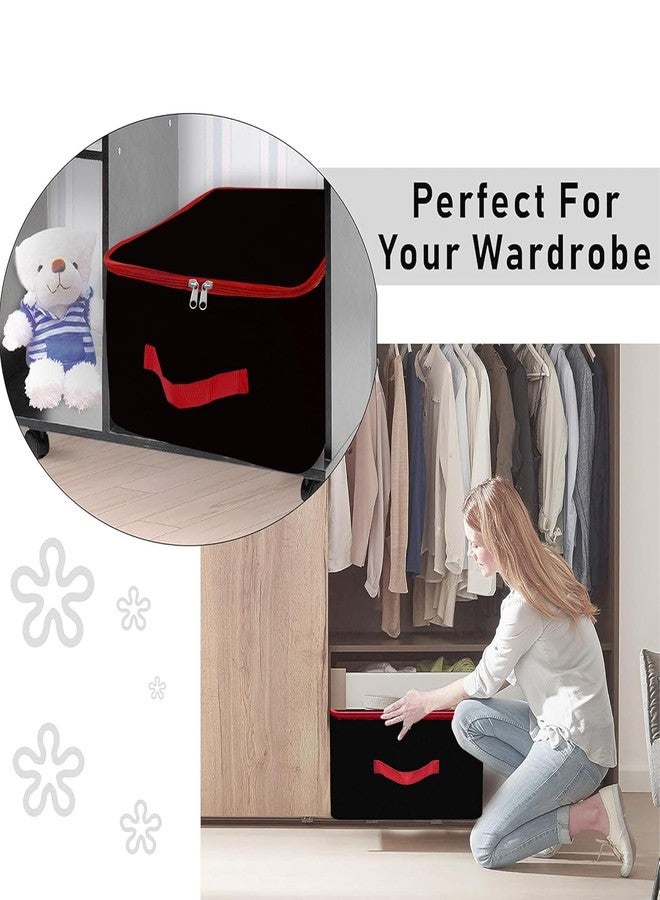 TULMAN Nylon Wardrobe Organizer Storage Bag for Clothes with Zipper Closure & Handle - 34 L - Orange - (15 x 10 x 14 Inch) (Red & Black, 2 Pack) - Image 3