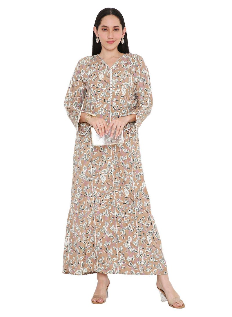 HANA & SARA MULTICOLOUR PRINTED UNIQUE STYLED ARABIC KAFTAN FARASHA JALABIYA DRESSES  - Image 1