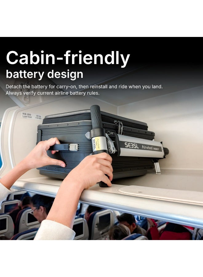 Airwheel SE3SL - Electric Luggage Scooter - Black | Smart Riding Suitcase with Removable Battery, Airwheel Luggage - Image 4