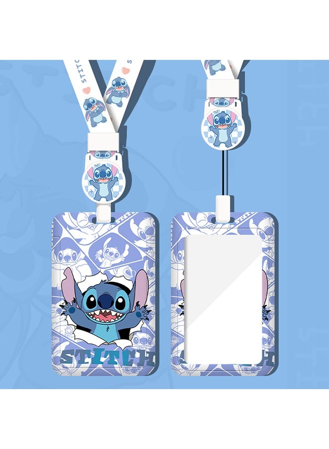 Stitch Retractable Lanyard with ID Card Holder - Cute Cartoon Badge Reel for Students & Disney Fans - Image 1