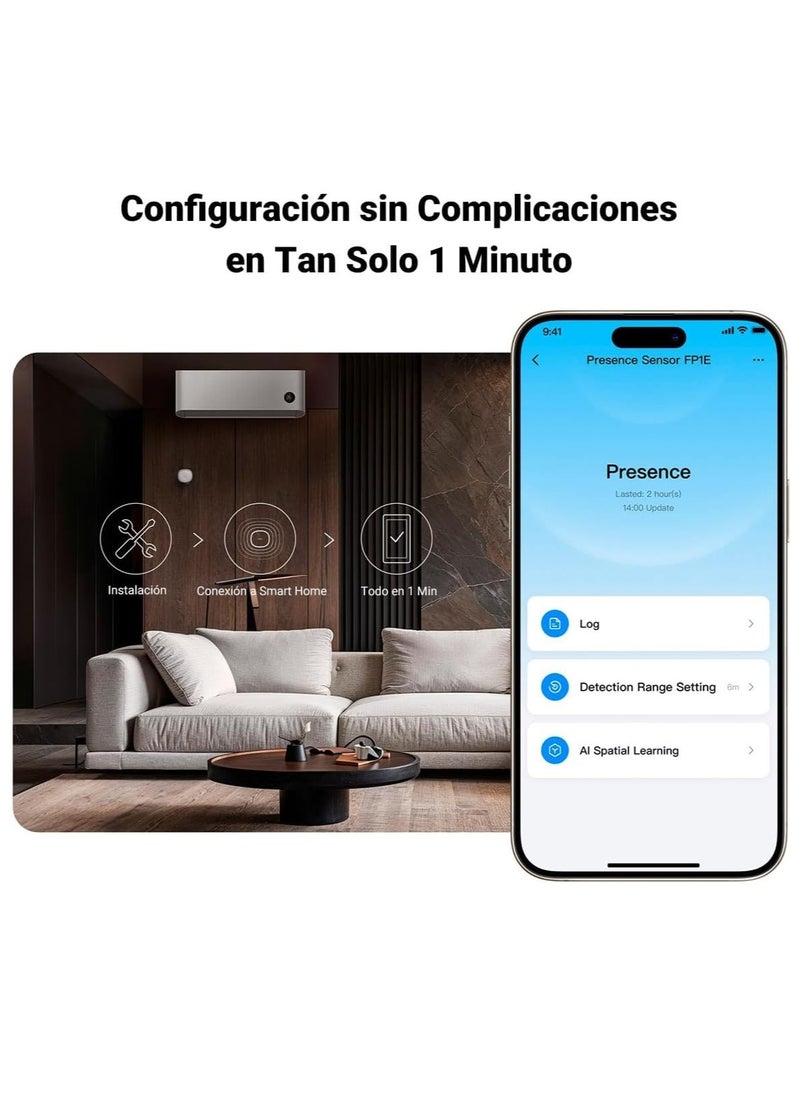 Aqara - Aqara FP1E Presence Sensor, Matter with Zigbee, Requires Aqara HUB Zigbee 3.0, mmWave Radar Motion Sensor, AI Spatial Learning, Compatible with HomeKit, Alexa, Google Home, SmartThings - Image 1