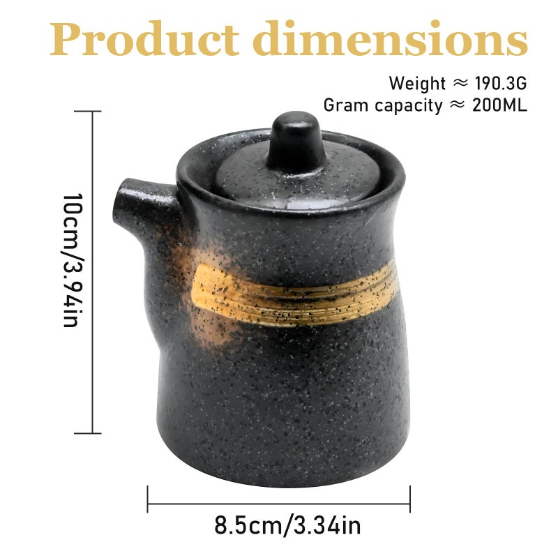 MDEOOSKY Ceramic Seasoning Bottle, Japanese Style Earthenware Ceramic Oil Dispenser, Olive Oil Dispenser, Sushi Sauce Container, 6.76 fl oz - Image 2