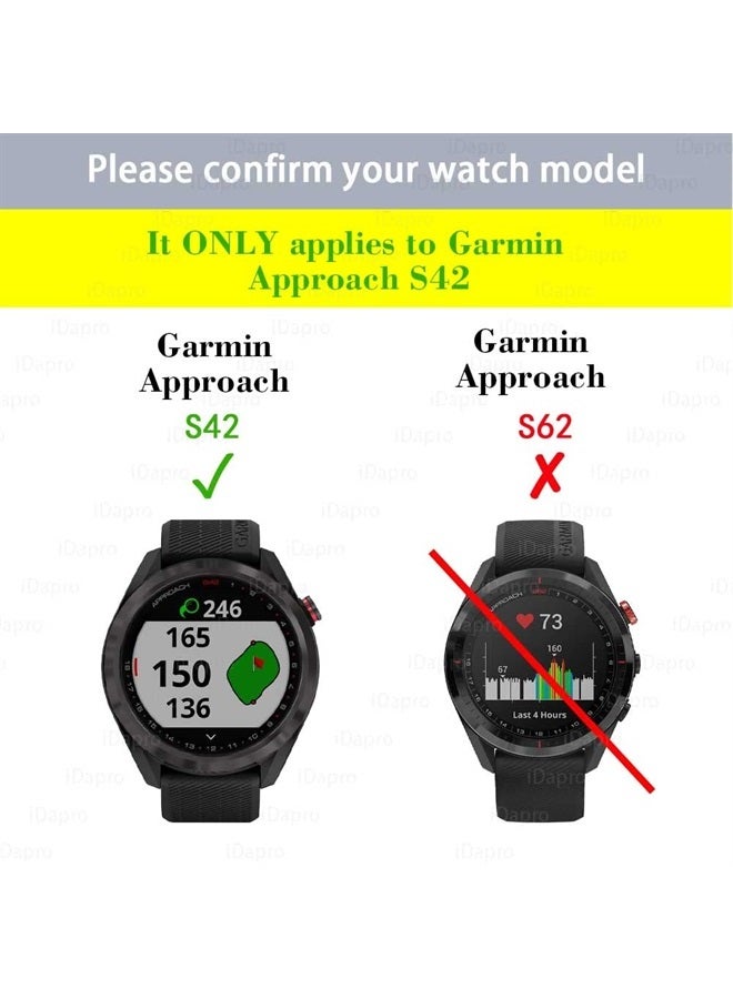 iDaPro Screen Protector for Garmin Approach S42 Premium GPS Golf Watch + Silicone Anti-dust Plugs [4 Pack] Tempered Glass Anti-Scratch Bubble-Free Easy Installation - Image 2