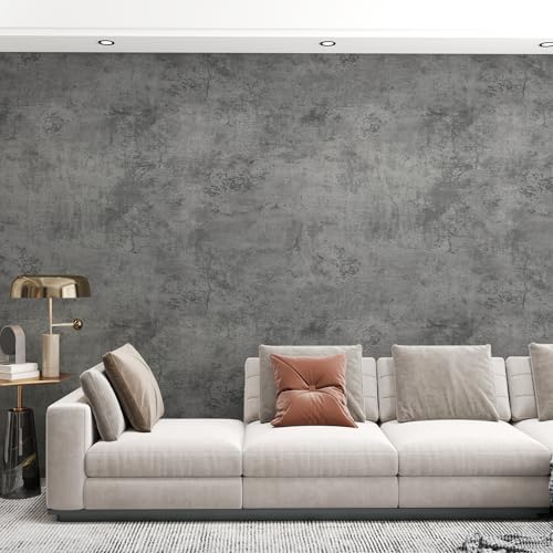 TOTIO Gray Concrete Wallpaper Peel Stick Matte Thick 16x354 inch Cement Contact Paper for Countertop Waterproof Oil Proof Self Adhesive Furniture Stickers Kitchen Counter Shelf Liner Wall Vinyl Decorative - Image 1