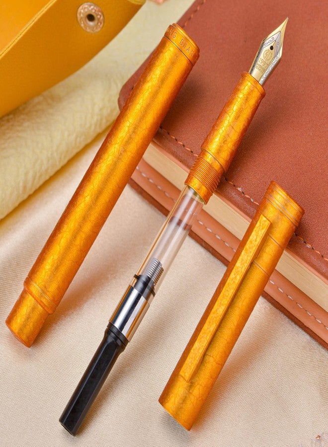 Asvine Hongdian 1851 Forest Fountain Pen Golden Ice Flowers, Extra Fine Nib Classic Design with Converter and Metal Pen Case - Image 5