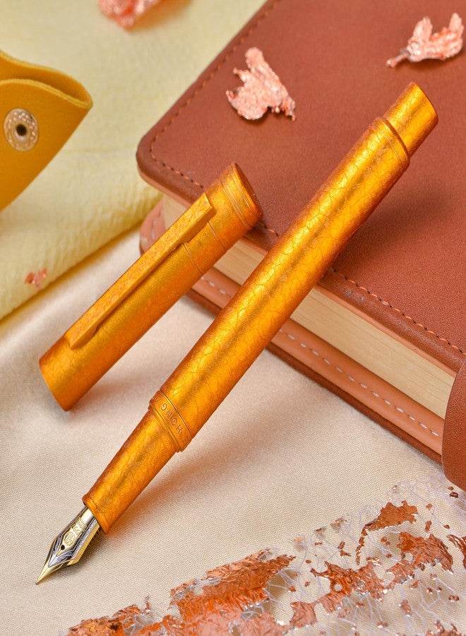 Asvine Hongdian 1851 Forest Fountain Pen Golden Ice Flowers, Extra Fine Nib Classic Design with Converter and Metal Pen Case - Image 4