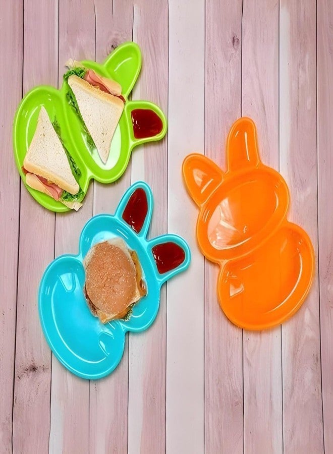 Plenteous Unbreakable Rabbit Shaped Kids Plates Set of 6 | BPA-Free Multicolor Plastic Plates for Toddlers Children | Lightweight, Durable, and Safe Snack Dinner Plates for Boys and Girls (Multicolor) - Image 2