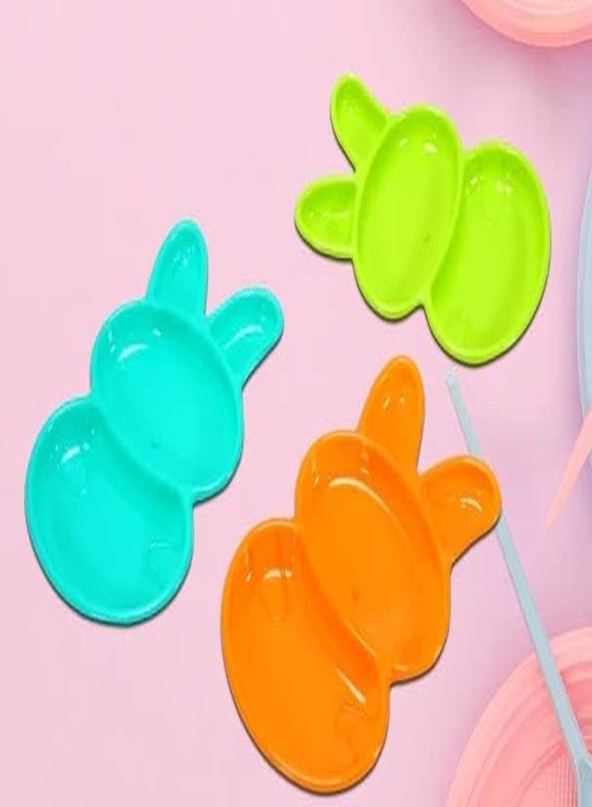 Plenteous Unbreakable Rabbit Shaped Kids Plates Set of 6 | BPA-Free Multicolor Plastic Plates for Toddlers Children | Lightweight, Durable, and Safe Snack Dinner Plates for Boys and Girls (Multicolor) - Image 4