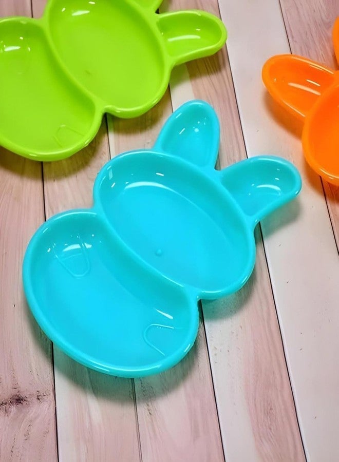 Plenteous Unbreakable Rabbit Shaped Kids Plates Set of 6 | BPA-Free Multicolor Plastic Plates for Toddlers Children | Lightweight, Durable, and Safe Snack Dinner Plates for Boys and Girls (Multicolor) - Image 3