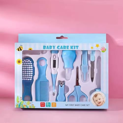 Scenty 10 In1 Baby Grooming Kit,Portable Baby Grooming Kit For New Born Baby,Finger Brush,Baby Nail Scissor,Baby Nail Cutter,Tweezer,Nail Filer,Newborn,Infants,Toddlers (10 In 1), Blue,White - Image 2