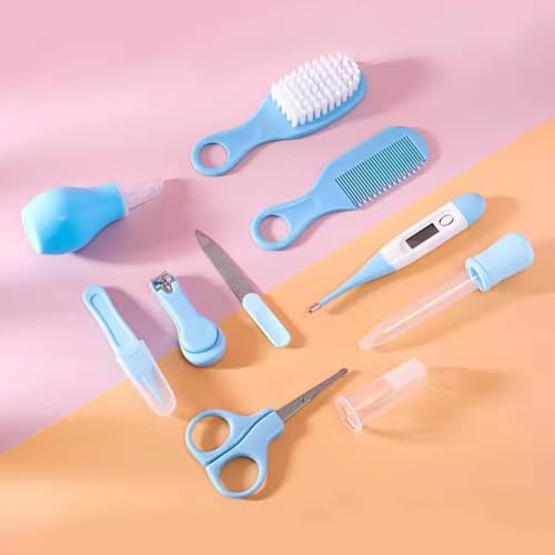 Scenty 10 In1 Baby Grooming Kit,Portable Baby Grooming Kit For New Born Baby,Finger Brush,Baby Nail Scissor,Baby Nail Cutter,Tweezer,Nail Filer,Newborn,Infants,Toddlers (10 In 1), Blue,White - Image 3