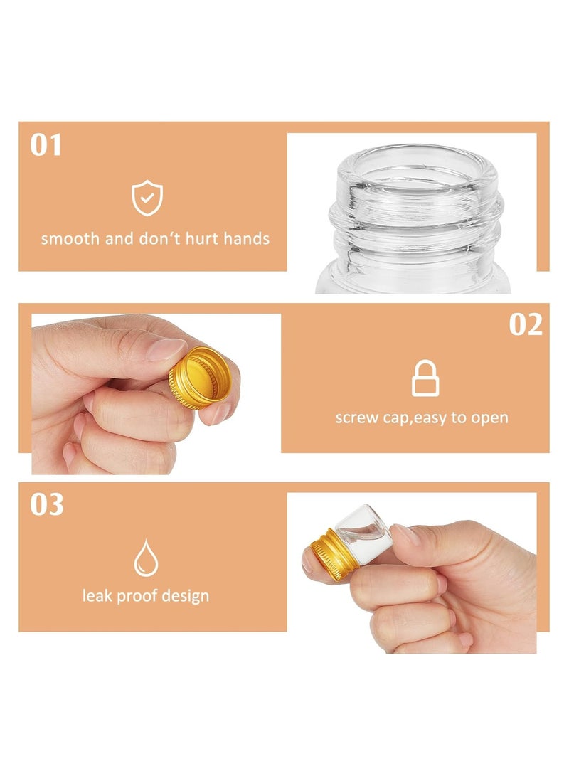 SYOSI 5 ml Mini Glass Bottles, 100 Pcs Tiny Jars with Aluminum Cap, Tiny Glass Jars Small Glass Vials with Screw Caps, Tiny Containers for DIY Craft Storage, Specimen Jars, Transparent and Reusable(Gold) - Image 4