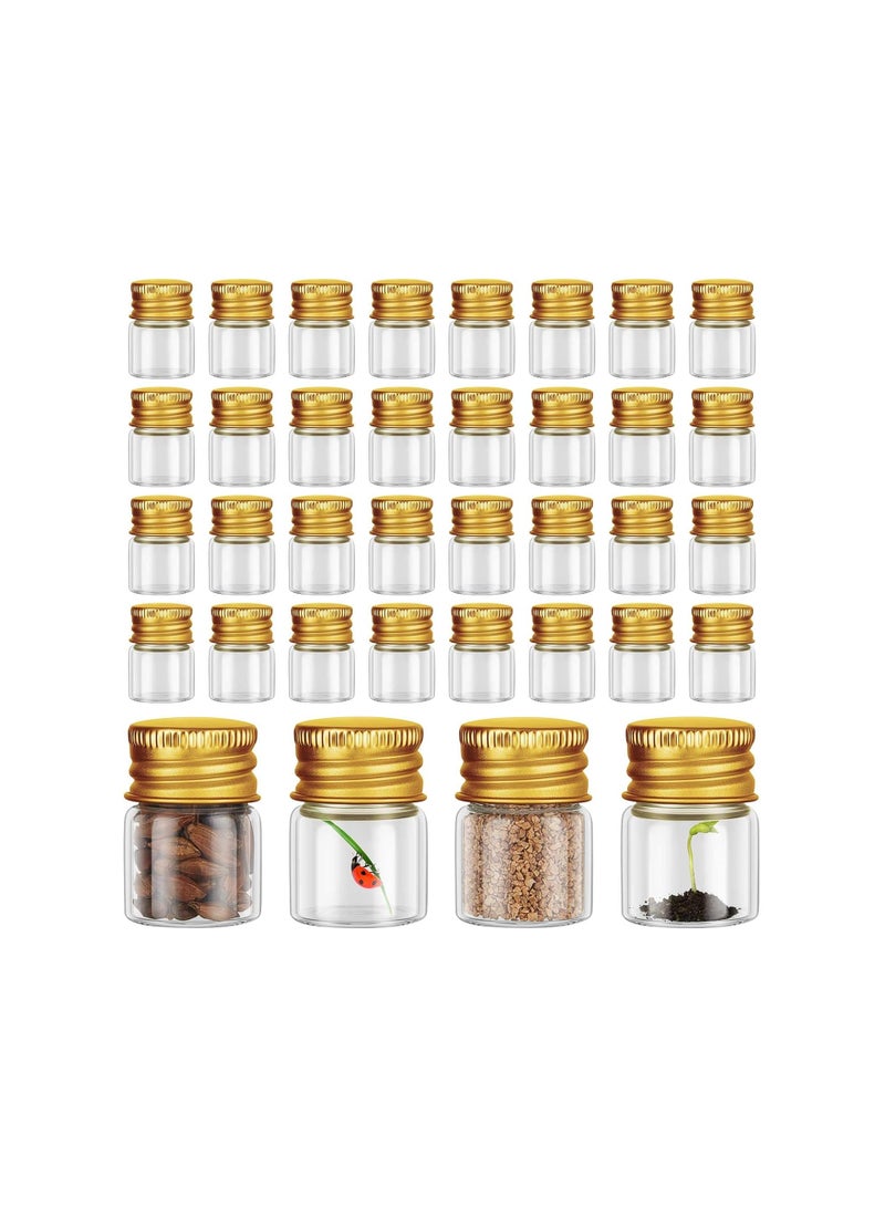 SYOSI 5 ml Mini Glass Bottles, 100 Pcs Tiny Jars with Aluminum Cap, Tiny Glass Jars Small Glass Vials with Screw Caps, Tiny Containers for DIY Craft Storage, Specimen Jars, Transparent and Reusable(Gold) - Image 1
