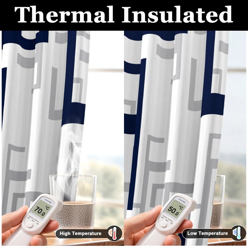 weesire Modern Blackout Curtains for Bedroom Living Room 2 Panels 100% Blackout Blue and White Pattern Curtains Abstract Curtains, 52x63 Inches - Image 5