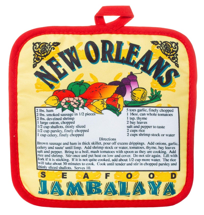 Artisan Owl New Orleans Seafood Jambalaya Recipe Souvenir Pot Holder - Image 1