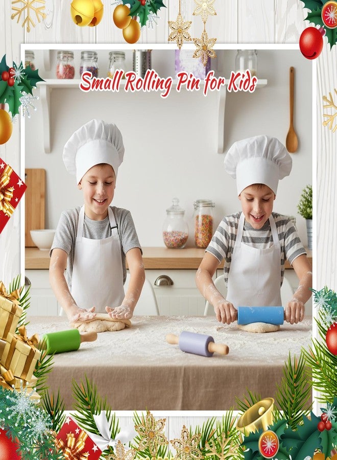 Tobeelec 10 Pcs Small Rolling Pin Kids 9 Inch Mini Rolling Pin Silicone Wooden Cooking Pins Baking 5 Colors Non Stick with Wooden Handle for Christmas Kitchen Dough Cookie Pastry Fondant Cake, Christmas Gifts - Image 3