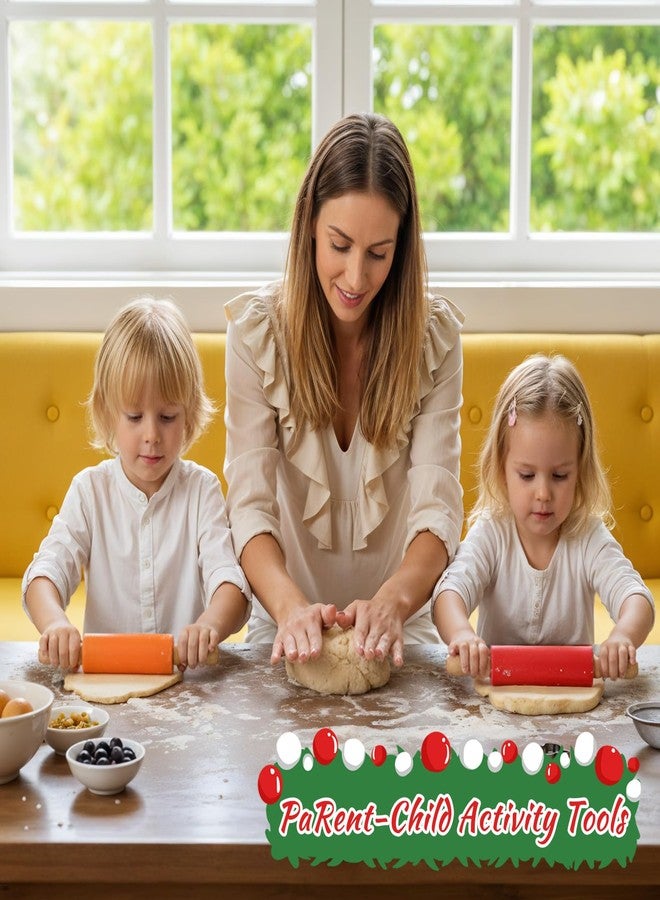 Tobeelec 10 Pcs Small Rolling Pin Kids 9 Inch Mini Rolling Pin Silicone Wooden Cooking Pins Baking 5 Colors Non Stick with Wooden Handle for Christmas Kitchen Dough Cookie Pastry Fondant Cake, Christmas Gifts - Image 4