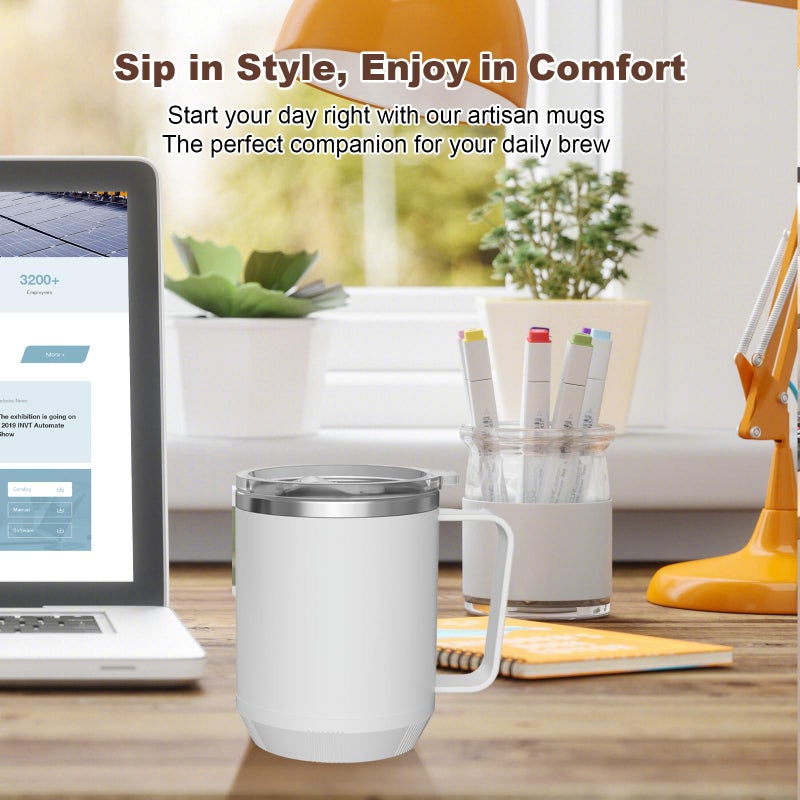 Felibeaco 16oz Heated Coffee Mug with Flat Bottom for Rapid Heating, Stainless Steel Heated Coffee Cup Suitable for Different Coffee Mug Warmer/Heaters, Heated Mug/Cup for Home and Office Desk,White - Image 5