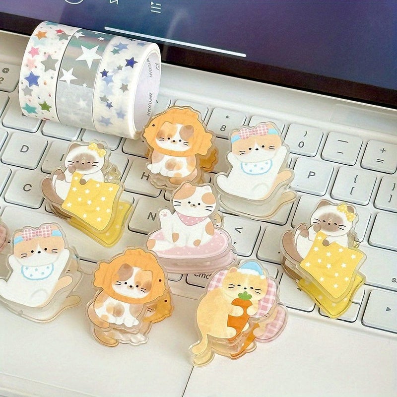 6pcs Mixed Color Acrylic Kitten Face Clips Set Adorable Themed Tabby Paws Paper Organizers For Binder Planner Scrapbook Desk Decor School Office Home Stationery Easy Use - Image 4