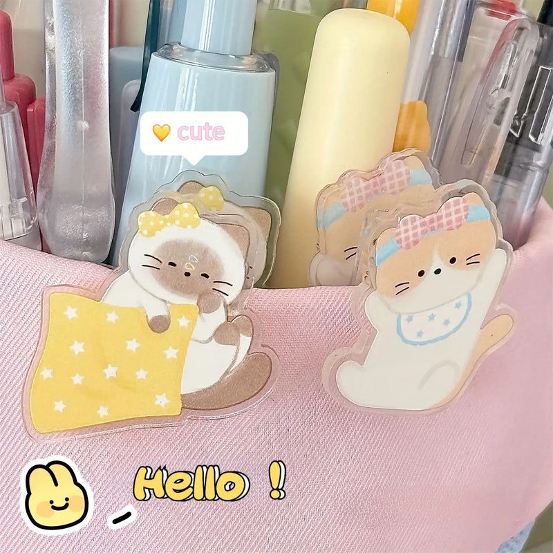 6pcs Mixed Color Acrylic Kitten Face Clips Set Adorable Themed Tabby Paws Paper Organizers For Binder Planner Scrapbook Desk Decor School Office Home Stationery Easy Use - Image 5