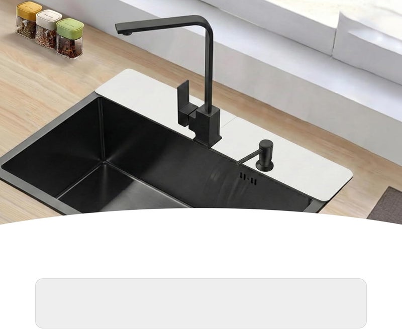 EazziSwitch Customizable Faucet Mat for Kitchen Sink: 30"L x 5.5"W DIY Irregular Bathroom Counter Protector - Cut to Fit with 2 or 3 Hole & Oval Rectangle Square Faucet Design - Extra Long Absorbent Splash Guard - Image 1