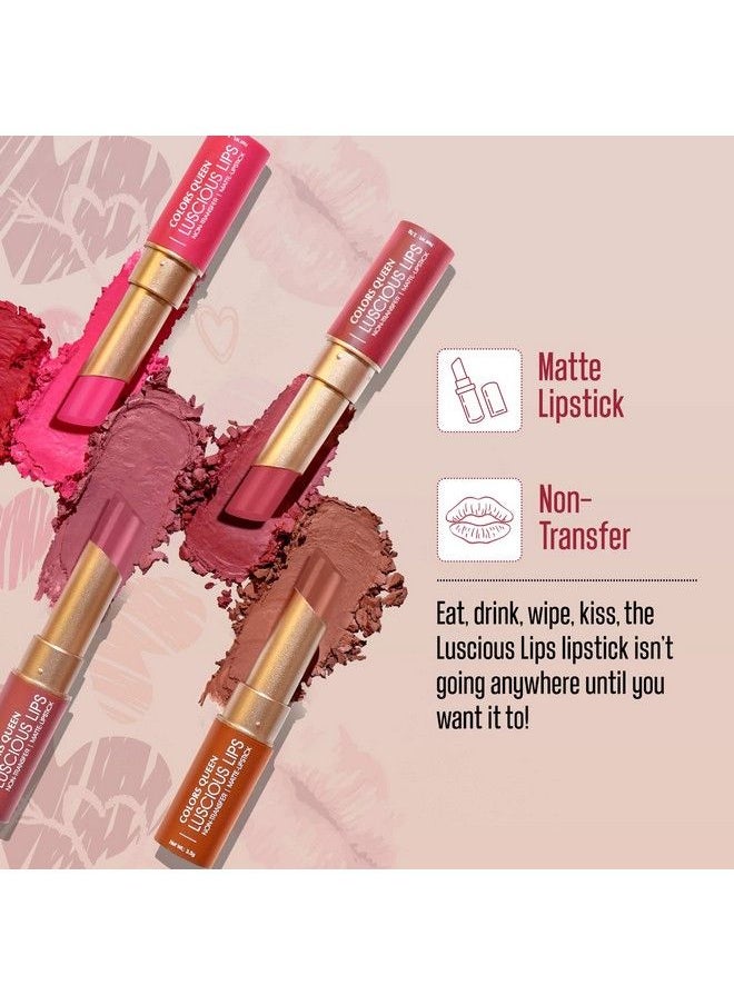 COLORS QUEEN Luscious Lips Non Transfer Creamy Matte Lipstick ; Highly Pigmented With Smooth Application ; Long Lasting Lipstick Waterproof ; Smudge Proof Lipstick For Women (Gossip 3.5G)  - Image 5