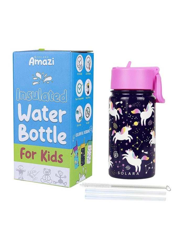 SOLARA Insulated Water Bottle for Kids 450ml, Kids Water Bottle, Sipper Bottle for Kids, Thermosteel Kids Bottles, Stainless Steel Water Bottles for Kids, Straw Bottle for Kids, Unicorn - Image 2