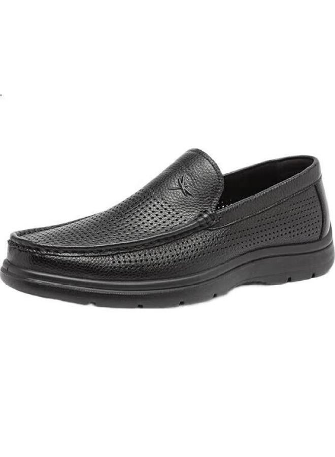 Red Dragonfly Men'S Breathable Hollow Out Casual Soft Bottom Leather Shoes Men'S Hollow Out Dad Shoes Wta30612 Black Hollow Out 43 - Image 1