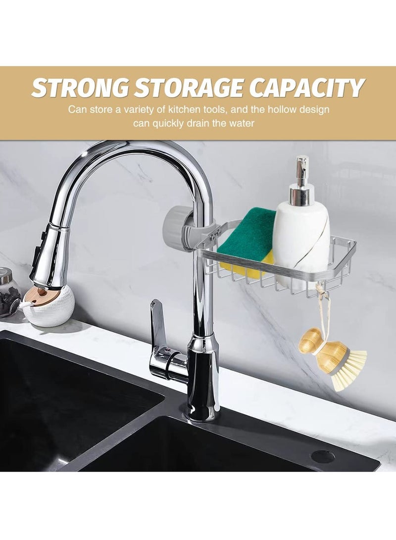 Kitchen Faucet Sponge Holder, Stainless Steel Faucet Rack, Adjustable Sponge Holder for Kitchen & Bathroom, Kitchen Faucet Caddy Organizer for Holding Sponge/Dish Soap/Rag (Sliver)  - Image 5