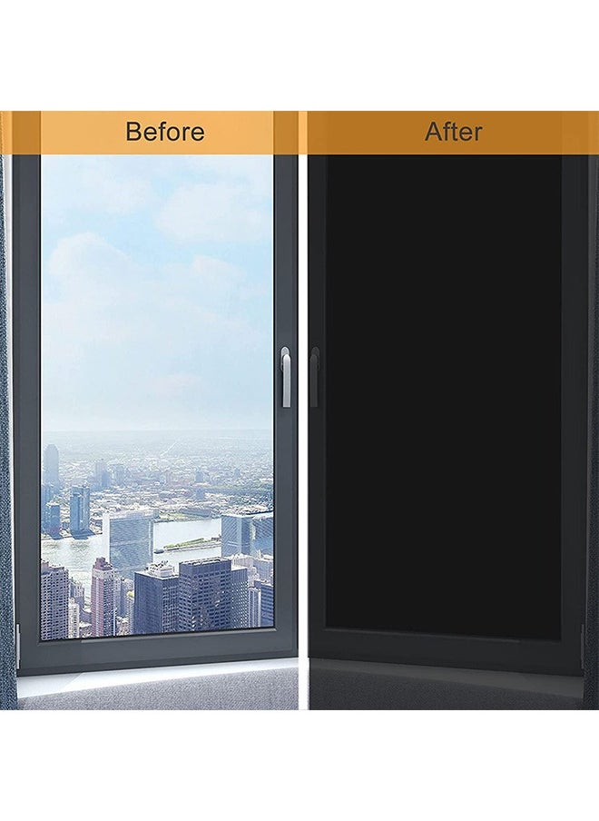HOOPZOZA DIY Blackout Curtains Portable with Velcro Strips 5CS Set Blackout Shade Blackout Window Cover Blackout Window Curtains for Baby Nursery Travel Dorm Room Office Travel Dorm Room 145cm x 200cm Black  - Image 2