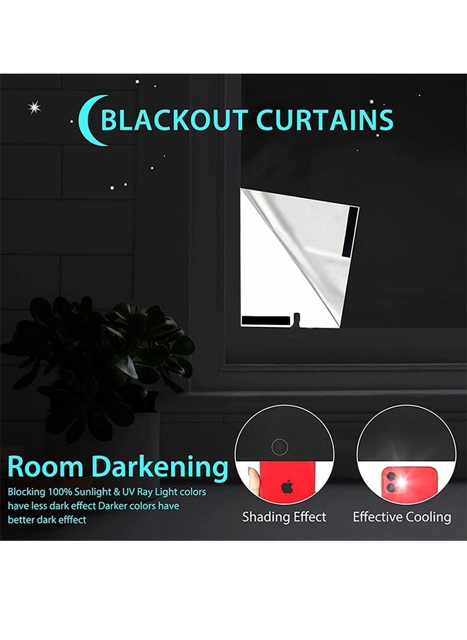 HOOPZOZA DIY Blackout Curtains Portable with Velcro Strips 5CS Set Blackout Shade Blackout Window Cover Blackout Window Curtains for Baby Nursery Travel Dorm Room Office Travel Dorm Room 145cm x 200cm Black  - Image 5