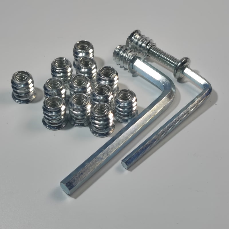 Threaded Inserts 100Pcs Galvanized Steel Hex Drive Nut Fasteners For Wood Screw In Applications M6x15mm Nuts And M6x25mm Bolts For Home And Office Furniture - Image 1