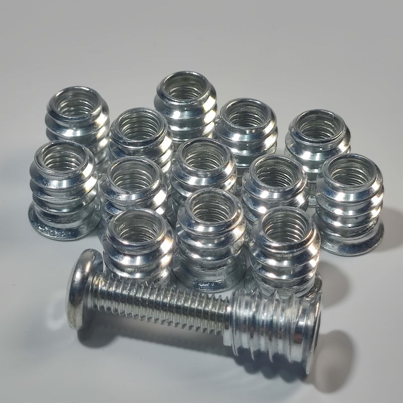 Threaded Inserts 100Pcs Galvanized Steel Hex Drive Nut Fasteners For Wood Screw In Applications M6x15mm Nuts And M6x25mm Bolts For Home And Office Furniture - Image 2