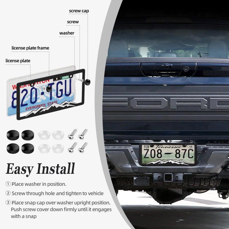 XCLPF Mountain License Plate Frames, Plastic License Plate Holderï¼ŒUniversal Car Tag Bracket, Off Road Style License Plate Holder Cover for Mountains Enthsusiast, 2 Packs 2 Hole Rust Proof Heavy Duty - Image 3
