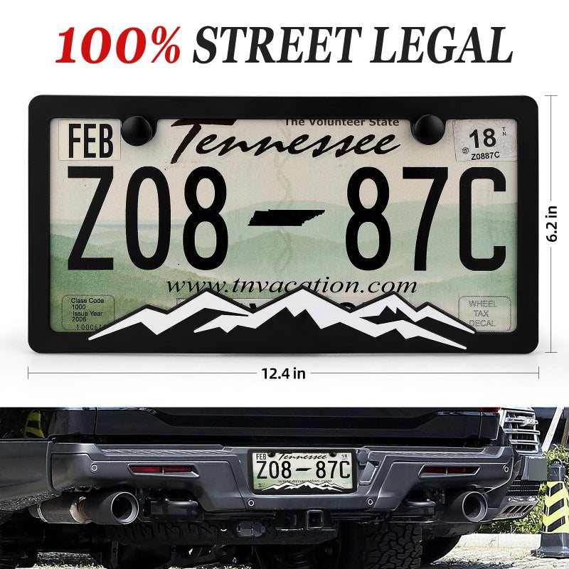 XCLPF Mountain License Plate Frames, Plastic License Plate Holderï¼ŒUniversal Car Tag Bracket, Off Road Style License Plate Holder Cover for Mountains Enthsusiast, 2 Packs 2 Hole Rust Proof Heavy Duty - Image 4
