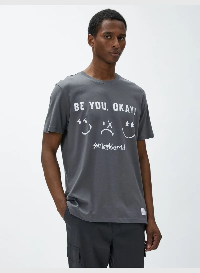 كوتون SmileyWorld® T-Shirt Printed Licensed Crew Neck Short Sleeve