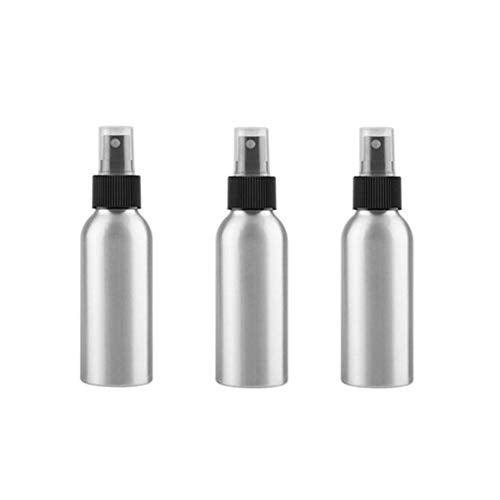 SYBL 3 Pcs Aluminum Fine Mist Spray Bottle with Black Pump Sprayer Empty Sample Atomizer Containers for Essential Oils Perfume Aromatherapy Makeup Water size 100ml/3.4oz - Image 1