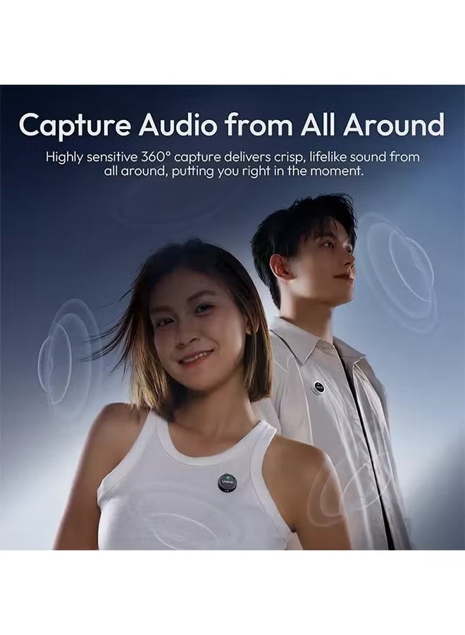 Ulanzi A21 Mini Wireless Button Microphone with AI Noise Reduction, 360° Pickup, 100m Transmission, Reverb Effect & One-to-Two Recording – Lightweight Clip-On Mic - Image 5