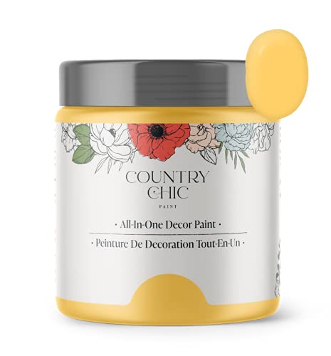 Country Chic Paint Country Chic All-in-One Chalk Paint for Furniture, Cabinets, Home Decor, Eco-Friendly, Matte Finish, Built-In Primer & Top Coat for Wood, Metal - Yellow Wellies (Yellow) - Pint 16 oz (475 ml) - Image 1
