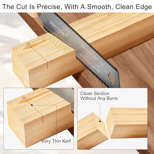 Frocopo Hand Saw Woodworking Tools, 6-Inch Pull Saw, Flexible Double-Edge Blade 17/11 TPI, Japanese Flush Cut for DIY Craft, Non-Slip Wood Handle, Sharp & Lightweight for Woodworking and Garden Trim - Image 3